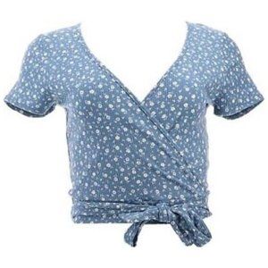 Moa Moa Ribbed Wrap Around Tie Waste Crop Top